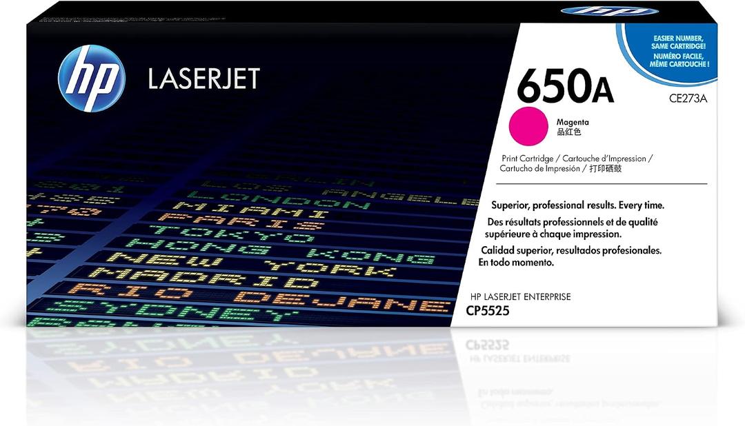 HP 650A Magenta Toner Cartridge | Works Color LaserJet Enterprise CP5525 Series | CE273A