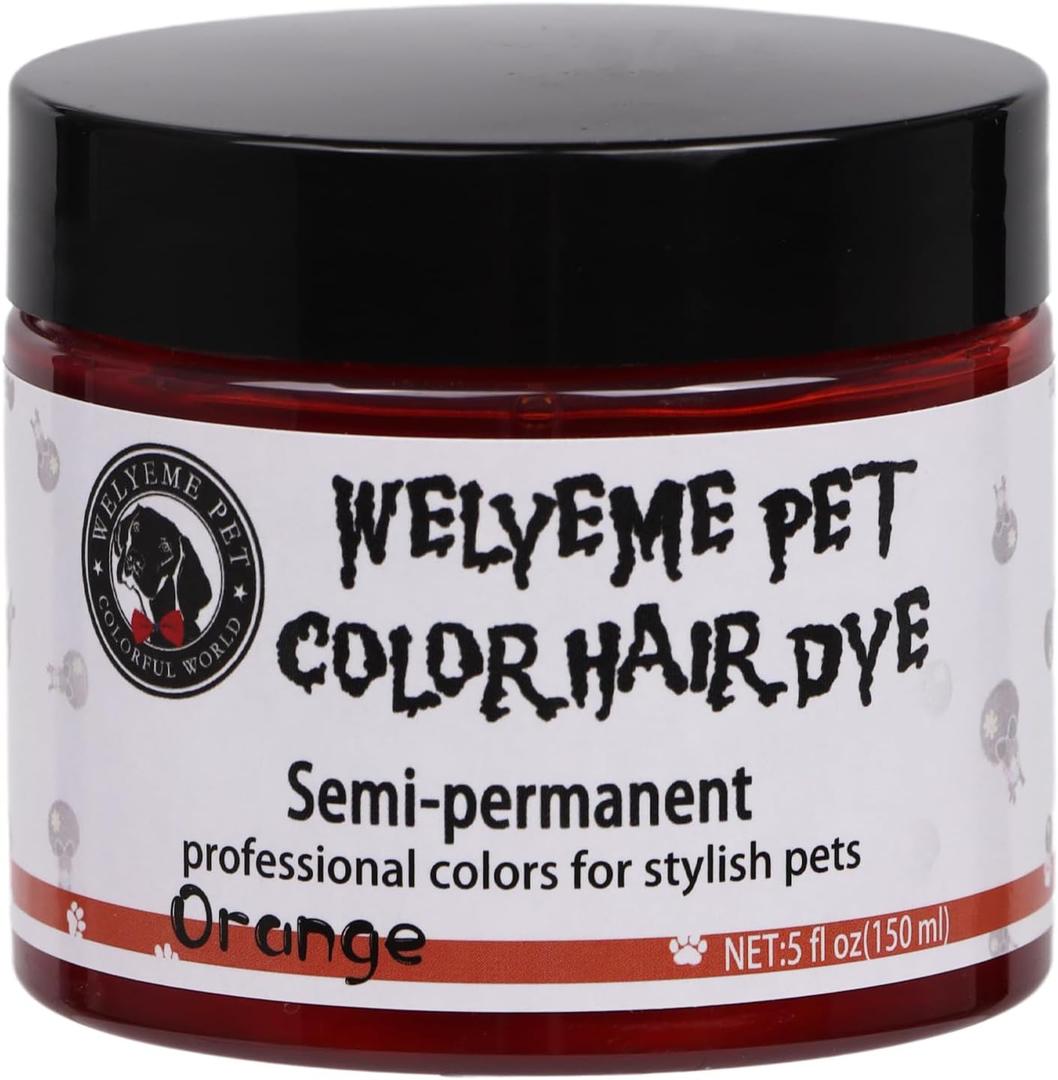 Semi-Permanent Dog Hair Dye, Food-Grade Pigment Dog Dye, Pet Hair Dye Used by Grooming Salons, Cats and All Pets Can be Bathed (Orange)