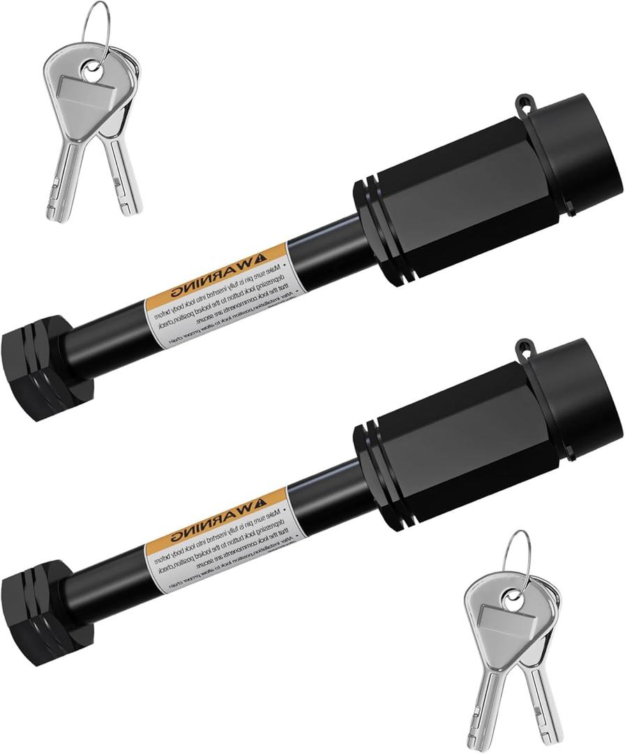 DEEAGLE Hitch Lock, 5/8” Dia Locking Hitch Pin, Fits 2” and 2.5”Receiver, Class III IV V Hitches, Anti-Theft Hitch Pin Lock with Dust, Weather Resistant Rubber Cap, 2 Pack, Black