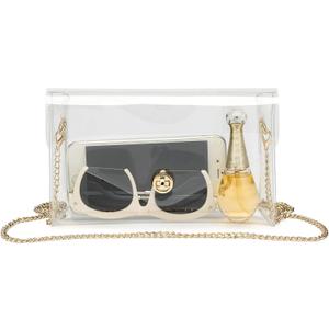 Vorspack Clear Purse for Women Clear Crossbody Bag Cute for Sports Concert Prom Party Present (A-clear(Gold Chain))