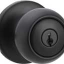 Amazon Basics Exterior Door Knob With Lock, Coastal, Easy to Install, Matte Black