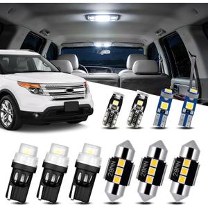 EASY EAGLE 11Pcs Car Interior Lights: Super Bright Bulbs for 2011 2012 2013 2014 2015 2016 2017 2018 2019 2020 Explorer 6000K White LED Lighting Package Kit Includes Light Accessories Install Tool