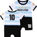 Baby Soccer Bodysuit - Short Sleeve Romper Outfit for Newborn & Toddler 12 M