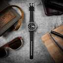 BARTON WATCH BANDS with Integrated quick release spring bars - Hybrid Silicone - Cordura Fabric, Water-Resistant Leather and Silicone Hybrid Watch Bands - Choice of Color & Width (18mm, 20mm, 22mm) (Black Top / White Bottom (Stainless Buckle))