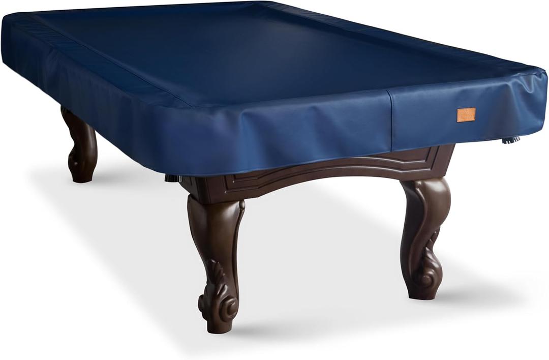 Heavy Duty Leatherette Billiard Pool Table Cover, Waterproof & Tearproof Covers for Pool Table (8 Feet) (100"LX 56"WX 8H), Blue/Faux Calf)