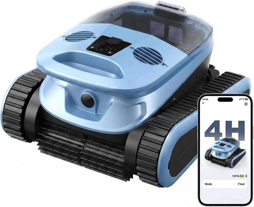5600GPH Robotic Pool Cleaner,240Min Cordless Pool Vacuum for Inground Pools,3230 Sq.ft,2 Brushe&2 Motor,4-in-1 Wall&Waterline&Floor&Full Cover Cleaning,Smart Navigation,Dual Filtration