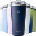 Amazon.com: Wavetopia Insulated Coffee Mug with Lid, Reusable Stainless Steel Travel Coffee Cup, 16 Oz Double Wall Vacuum Spill Proof Tumbler Cups for Men and Women Hot & Cold DrinksAegean : Home & Kitchen