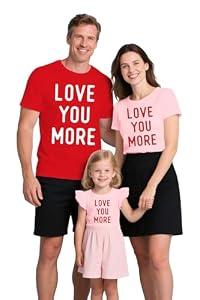 NEWKA Valentines Shirts Couples Matching Valentine T-Shirt Love You More Mommy and Me Tee Tops Pink, 1 Pc,  100-2T