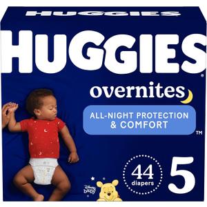 Overnight Diapers Size 5 (27+ lbs), 44 Ct, Huggies Overnites Nighttime Baby Diapers