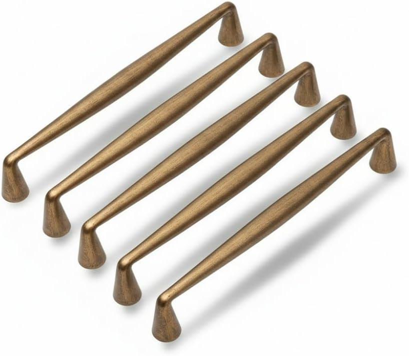 5PCS Solid Antique Brass Cabinet Pulls, Zinc Alloy Vintage Drawer Pulls for Kitchen, Dresser Handles for Bedroom, Easy to Install, 108mm/4.25inch