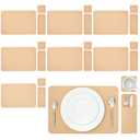 Juvale Felt Table Placemats Set of 8 for Dining Table and Kitchen Decor with Drink Coasters and Cutlery Pouches (Light Brown, 24 Pieces)