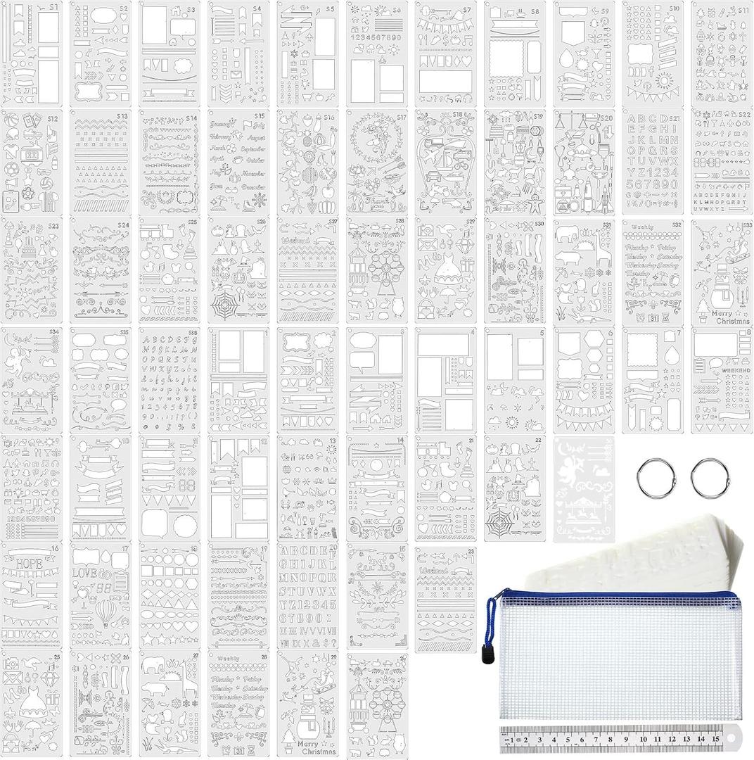 66 Pieces Bullet Stencils Journal Planner Templates Set DIY Drawing Templates Kit Plastic Journaling Productivity Accessories for Notebook Diary Scrapbook Graffiti Painting Projects Supply, 4 x 7 Inch 66 Pieces Bullet Stencils Journal Planner Templates Set DIY Drawing Templates Kit Plastic Journaling Productivity Accessories for Notebook Diary Scrapbook Graffiti Painting Projects Supply, 4 x 7 Inch