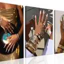 Black Girl Wall Art Set of 3, Gold African American Woman Wall Decor Painting Black People Canvas Poster Prints Pictures Aesthetics for Living Room Bedroom Dorm Framed 16x24 inch Pack Of 2