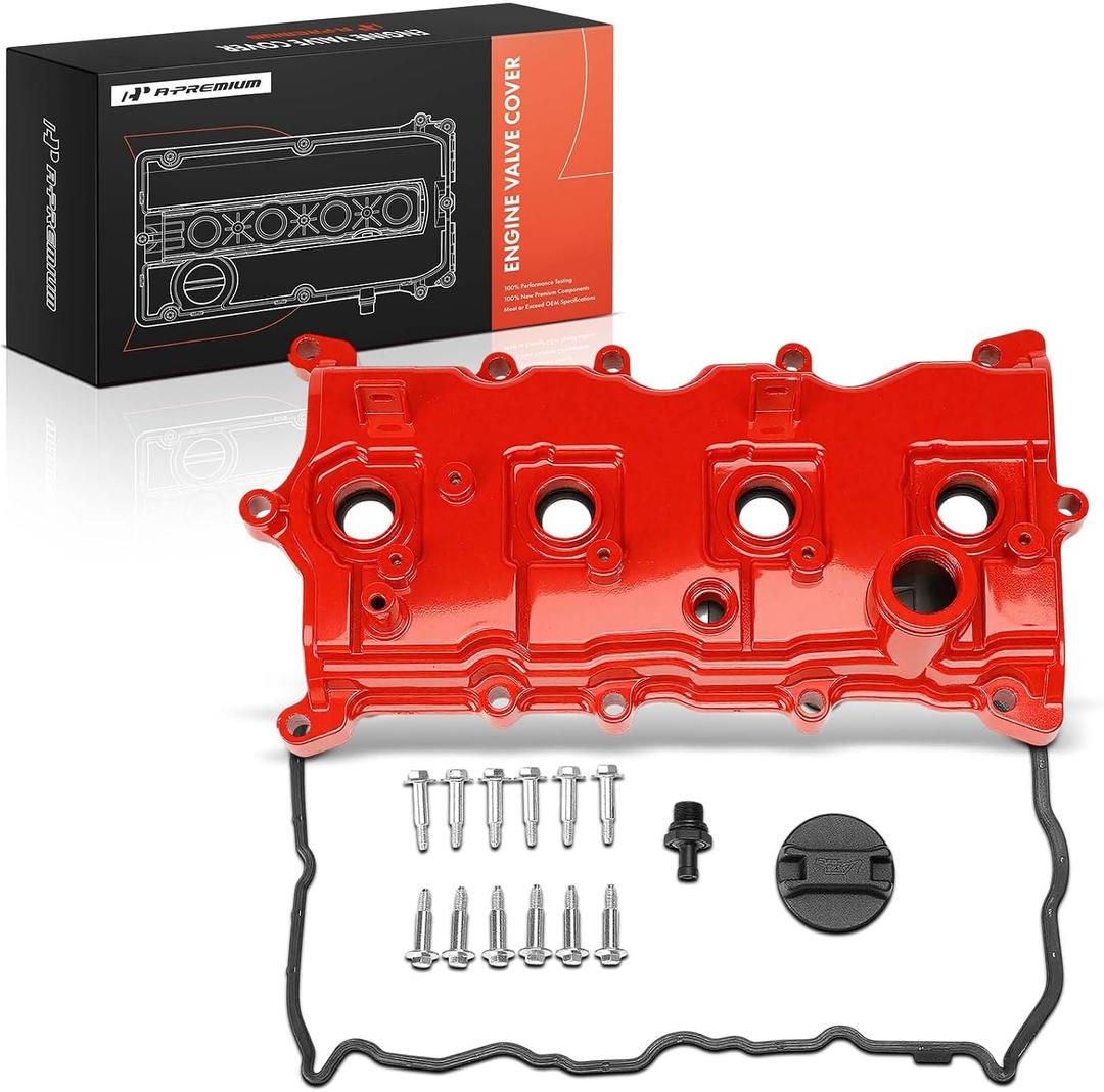 A-Premium Upgraded Aluminum Engine Valve Cover with Gasket, Bolts and Cap