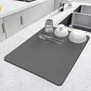 LOPNUR Kitchen Dish Drying Mat, 18"x16" Small Dish Drying Mats for Kitchen Counter, Super Absorbent Dish Drying Pad, Diatomite Coffee Mat Heat Resistant Mat with Anti-slip Rubber Backed, Grey