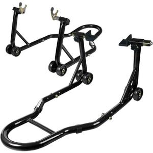 Motorcycle Stand Lift, Universal Paddock Lift Stand, 1100lbs Front Rear Combo Stand Lift Stand, Rear U+L Fork Swingarm Spool Stand 2-Pack Black