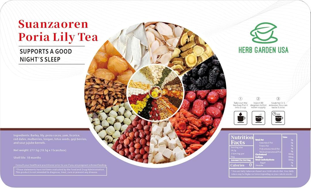 Suanzaoren Poria Lily Tea  277g (18.5x15 Cans), Relaxing and Nourishing Herbal Tea, Supports Sleep, Calms the Mind & Promotes Wellness, Perfect for Daily Enjoyment