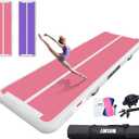 AWSUM Inflatable Air Gymnastics Mat 10ft/13ft/16ft/20ft/23ft Training mat 4/8 inches Thick tumbling mat with Electric Pump for Home/Gym/Outdoor (Purple/Pink)