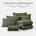 WRENSONGE King Size Comforter Set- 7 Pieces Soft Olive Green Bed in a Bag King with Fitted Sheet, Flat Sheet, 2 Pillow Shams, and 2 Pillowcases-Warm King Bedding Set for All Seasons