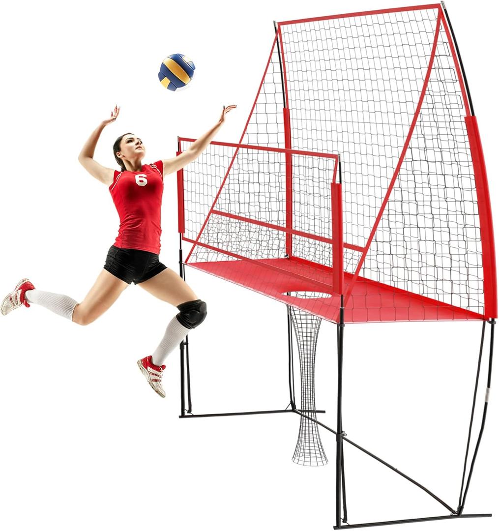 Volleyball Training Net, 8 X 11 Ft Adjustable Volleyball Net for Backyard, Volleyball Training Equipment Net for Indoor Outdoor (Red)