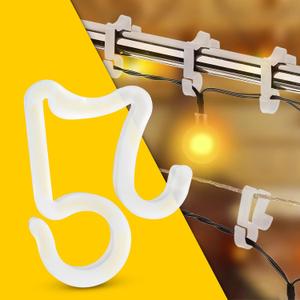 100 Pack Gutter Light Clips Weatherproof Gutter Clips for Hanging Outdoor Lights Flexible, Translucent & Reusable | Easy & Quick Installation on Roof & Gutters | Holiday & Christmas Lighting Setup