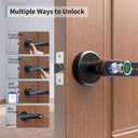 IRONZON Fingerprint Door Handle for Bedrooms - 191Y 4-in-1 Fingerprint Door Lock with Keypad and App Control, Smart Knob for Bedroom with Key, Keyless Entry Door Handle - Black