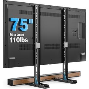 YOMT Universal Table Top TV Stand for 20-75 Inch Flat Curved TVs, Height Adjustable TV Legs with Cable Management, Great Load-Bearing Replacement TV Base Holds up to 110lbs, Max VESA 800x600mm, Black