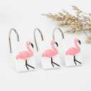 12 Pcs Flamingo Shower Curtain Hooks,Flamingo Bathroom Decor Pink Shower Curtain Hooks Cute Shower Curtain Hooks,for Curtain Rustproof Decorative Shower Rings for Bathroom