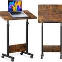 KOUPA Height Adjustable Standing Desk,widths16 in Length 31 in, Portable Rolling Mobile Stand Up Table with Wheels, 360 Degree Flip Laptop Computer Desk for Home Office, Rustic Brown
