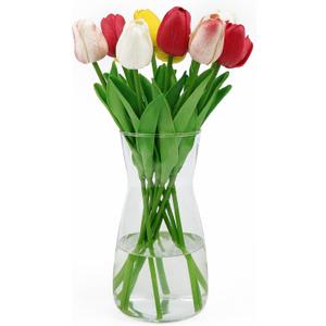 DARENYI Clear Glass Vase for Centerpieces, Home Decor, 8 inch Tall Large Opening Glass Flower Vase for Bouquet, Shelf, Centerpiece, Living Room, Office, Wedding or Gifts