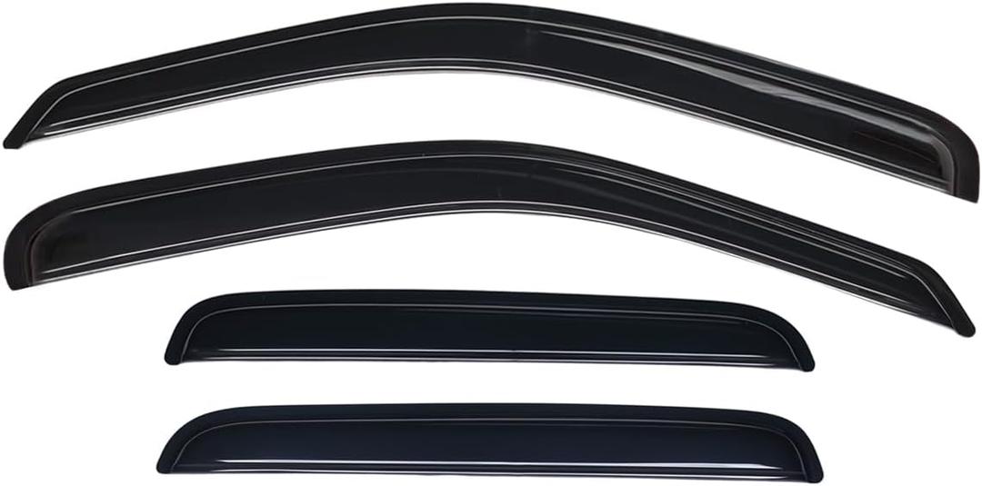 Lightronic WV94953 Outside-Mount Side Window Visor Deflector Vent Rain Guard, Dark Smoke, 4-Pieces Set, Fits 1999-2016 Ford F-250 Super-Duty & F-350 Super-Duty with SuperCrew Cab