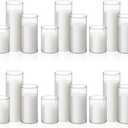 Shihanee 36 Pcs Pillar Candles and Glass Cylinder Vases Tall Cylinder Holders for Pillar Candles Wedding Centerpieces, Total 18 Sets(3.4'' X 4.7", 7", 9.8",Clear,White)