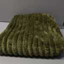 Exclusivo Mezcla Fleece Throw Blanket for Couch, Super Soft Striped Jacquard Bed Blanket, Lightweight Fuzzy Cozy for All Seasons, 50x60 Inches, Olive Green