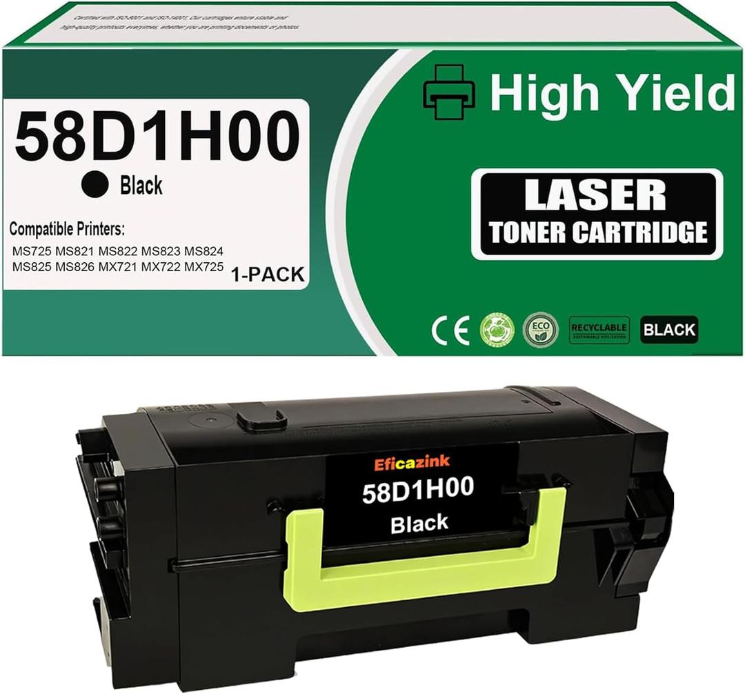 58D1H00 High Yield Toner Cartridge Compatibe for MS725, MS821, MS822, MS823, MS824, MS825, MS826, MX721, MX722, MX725, MX822, MX824, MX826 Printer [15,000 Pages]