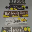 Wesiti 5 Pieces Kitchen Wall Decor Bless the Food Before Us Sign Farmhouse Rustic Dining Room Wall Art Wooden Hanging Signs for Kitchen Decor Hanging Plaque for Home(Lemon)