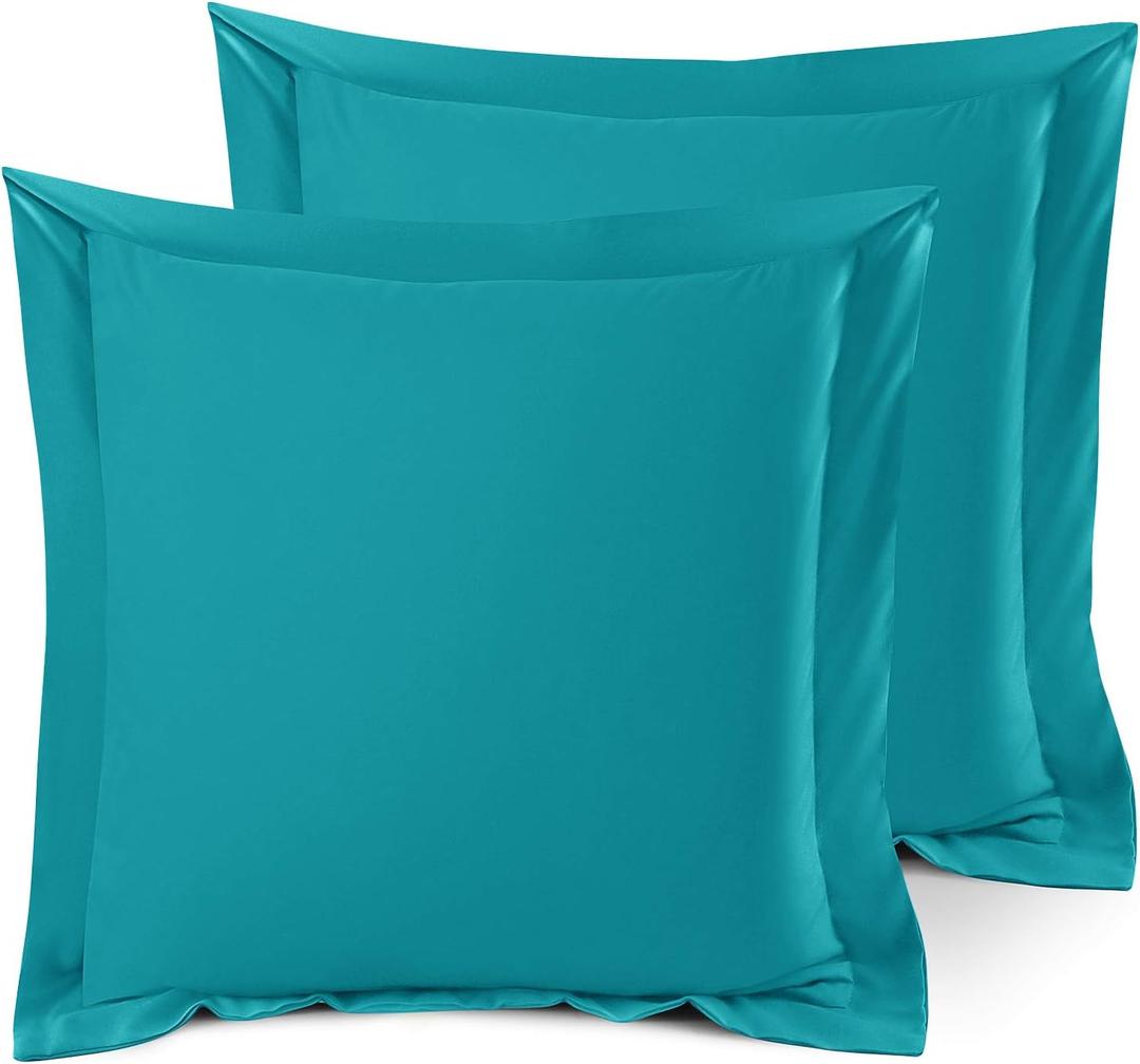 Nestl Soft Pillow Shams Set of 2 - Double Brushed Microfiber Pillow Covers - Hotel Style Premium Bed Pillow Cases, with 1.5 Decorative Flange, Euro 26"x26" - Teal