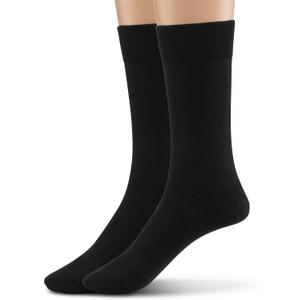 Silky Toes Modal 2Pk Flat Men’s Dress Crew Socks, Super Soft Socks (10-13, Black (Flat Knit-2 Pairs)