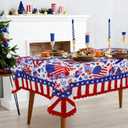 Rectangle 4th of July Tablecloth 60x102 Inch, Farmhouse Patriotic Star Table Cloth, Polyester Waterproof Wrinkle Resistant Independence Day Table Cover for Memorial Day Decorations Decor