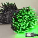 YEGUO 66ft 200 LED Green Halloween Lights Outdoor Waterproof, Green Wire String Lights Indoor, 8 Modes Twinkle Tree Lights Plug in with Timer Memory