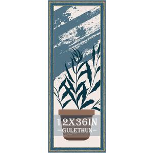 12x36 Picture Frame Blue Gold - Vintage Photo Frame 12 by 36, Retro Home Decor Wall Hanging Gallery Frames, Sturdy, Plexiglass, Antique Ornate Poster Frame for Vertical & Horizontal Display