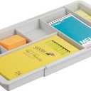 mDesign Expandable Plastic Drawer Organizer and Storage Container for Office Supplies - Gel Pen Pencil, Marker, Stationary, Desk Supply Holder for Drawers and Desktop - Lumiere Collection - Light Gray