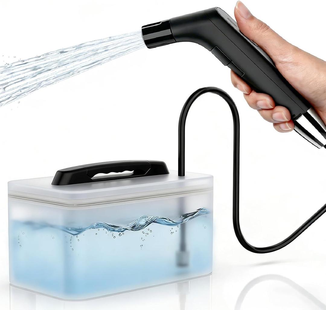 COSWE Portable Travel Bidet Electric Rechargeable Handheld Personal Bidet Sprayer for Hygiene Cleaning for Toilet with 2.3 liters Water container (Black), LIUW_JP2201