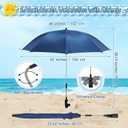 2 Pcs Beach Umbrella with Clamp UV Protection 48 Inch Adjustable Umbrellas for Chair with 360 Universal Clamps for Beach Camping Stroller Wheelchair, Chair Not Included(Deep Blue)