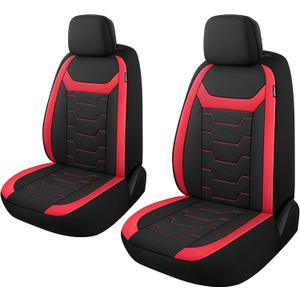 CAROMOP Breathable Car Seat Cover 2 Front Seats, 3D Air Mesh Cloth Seat Covers for Cars, Universal Fit Automotive Car Interior Covers for SUV Vans Sedans Trucks (Black/Red)