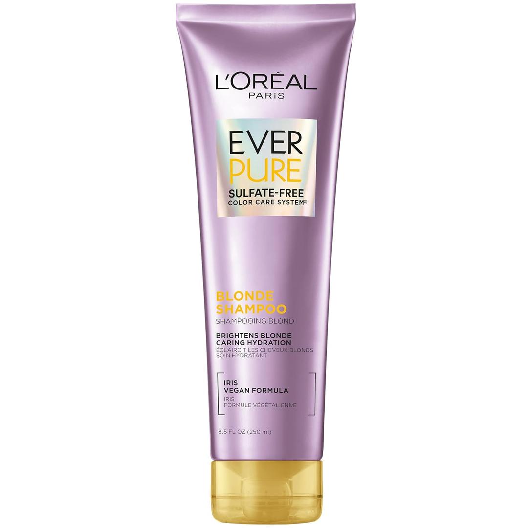 L'Oreal Paris Blonde Sulfate Free Shampoo for Color-Treated Hair, Neutralizes Brass + Balances, EverPure, 8.5 Fl Oz