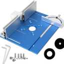 KETIPED Aluminium Router Table Insert Plate,Woodworking Benches Router Flip Plate W/Miter Gauge Guide Fence Sliding Brackets (Blue)