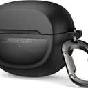 SURITCH Case Cover for Bose Ultra Open Earbuds(2024), Shockproof Protective Cover for Bose Ultra Open Wireless Ear Earbuds Charging Case Accessories with Carabiner, Black