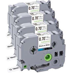 4 Pack TZ Tape 18mm 0.7 Laminated White Label Compatible with Brother P Touch Label Maker Tape TZe 241 TZe241 TZC-241 for Ptouch PTD600 PTD400 PTD610bt PT-P710BT P700 Printer, Black on White