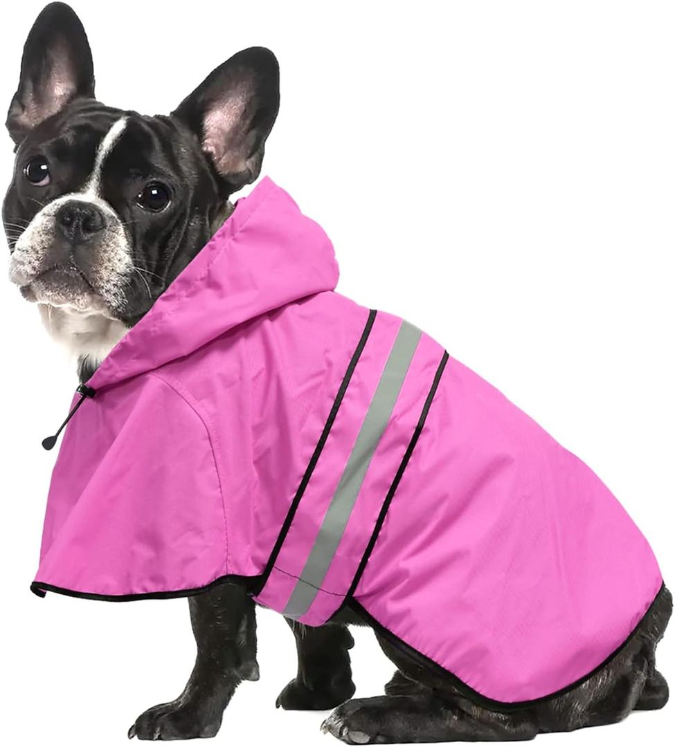 Waterproof Dog Rain Coat - Reflective Adjustable Pet Raincoat Jacket, Lightweight Dog Hooded Poncho Raincoats for Dogs and Puppies (Pink, Medium)