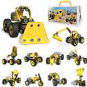 10 in 1 STEM Building Toys for Kids Ages 4-8, Educational Construction Engineering Building Kit for Boys Girls, Motorized Bulldozer Excavator Toy Set